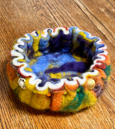 Hand Felted Wool Art Bowl-Handmade by Esther