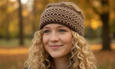 USA Made Checkered Alpaca Headband | Polartec® Fleece Lined